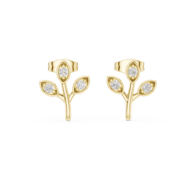 Front face of the yellow gold Whispering Blossom stud earrings