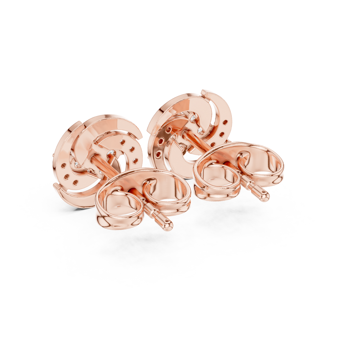 Diamond swirl floral stud earrings in gold by Signora Jewels