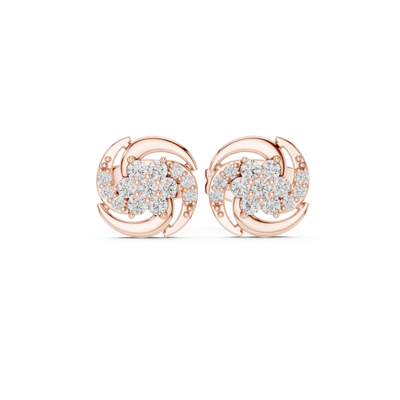 Diamond swirl floral stud earrings in gold by Signora Jewels