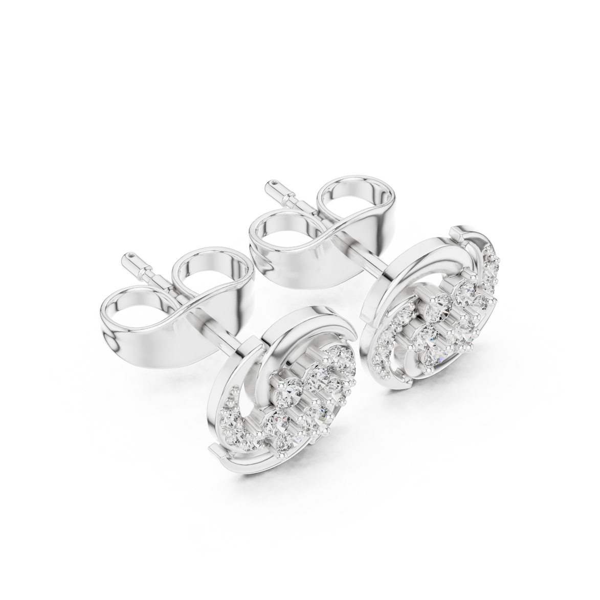 Diamond swirl floral stud earrings in gold by Signora Jewels