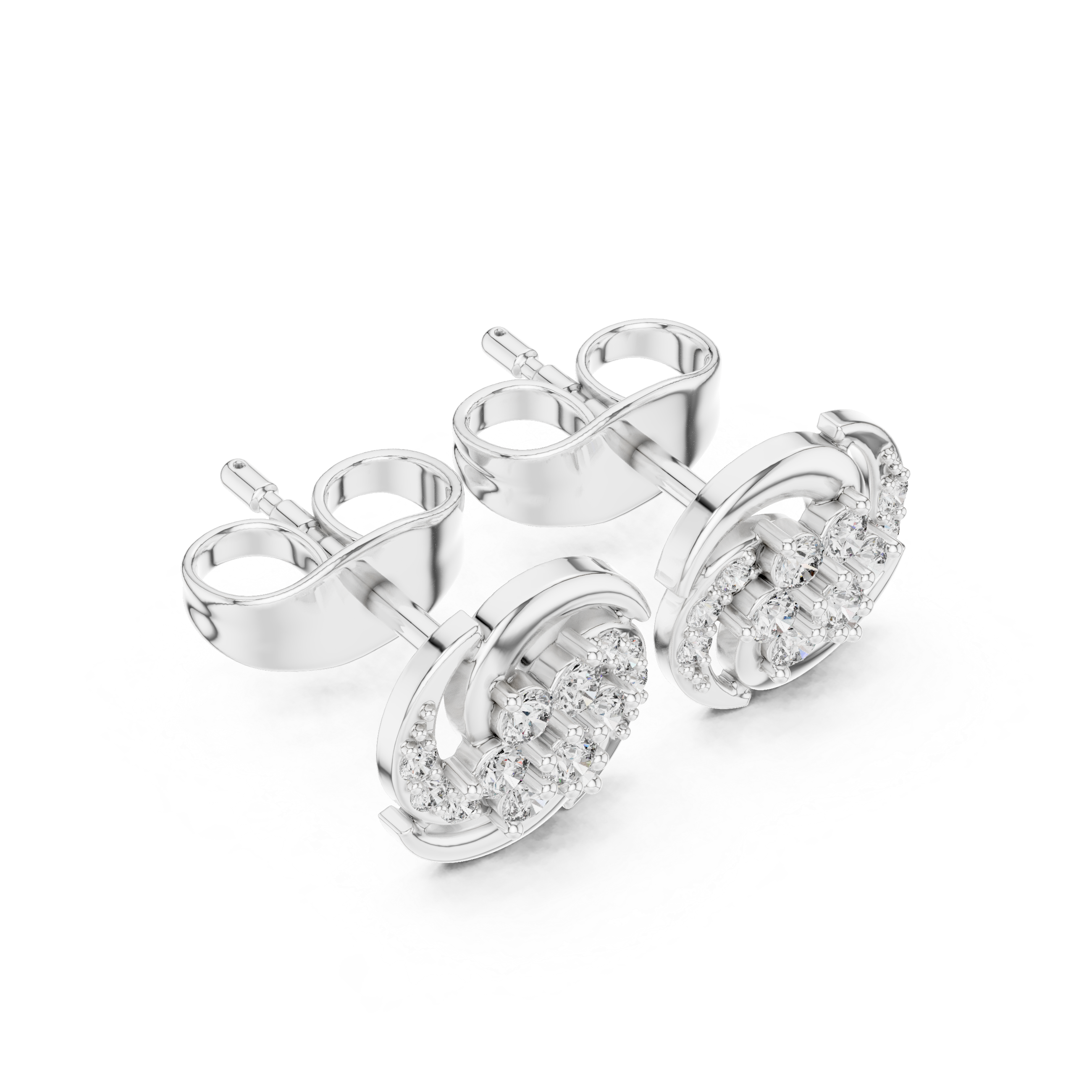 Diamond swirl floral stud earrings in gold by Signora Jewels