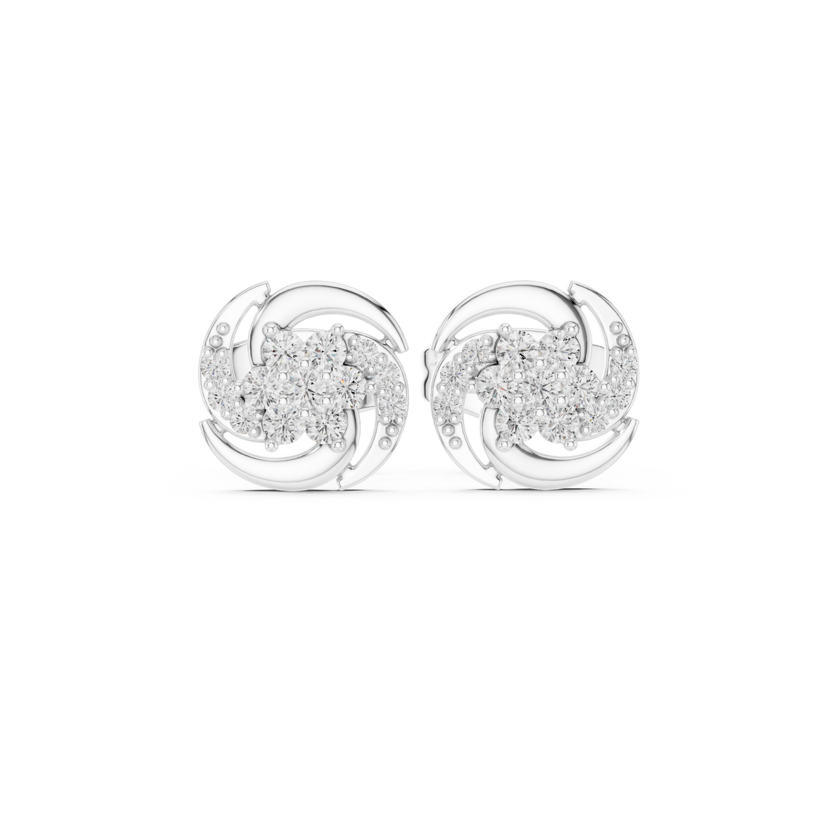 Diamond swirl floral stud earrings in gold by Signora Jewels