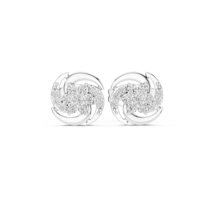 Diamond swirl floral stud earrings in gold by Signora Jewels