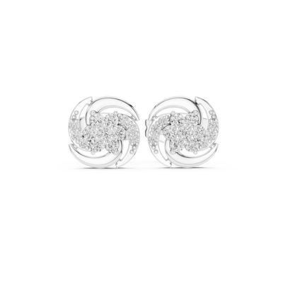 Diamond swirl floral stud earrings in gold by Signora Jewels