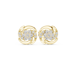 Front face of the yellow gold Floral Harmony stud earrings