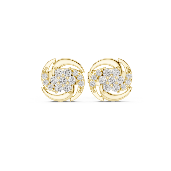 Front face of the yellow gold Floral Harmony stud earrings