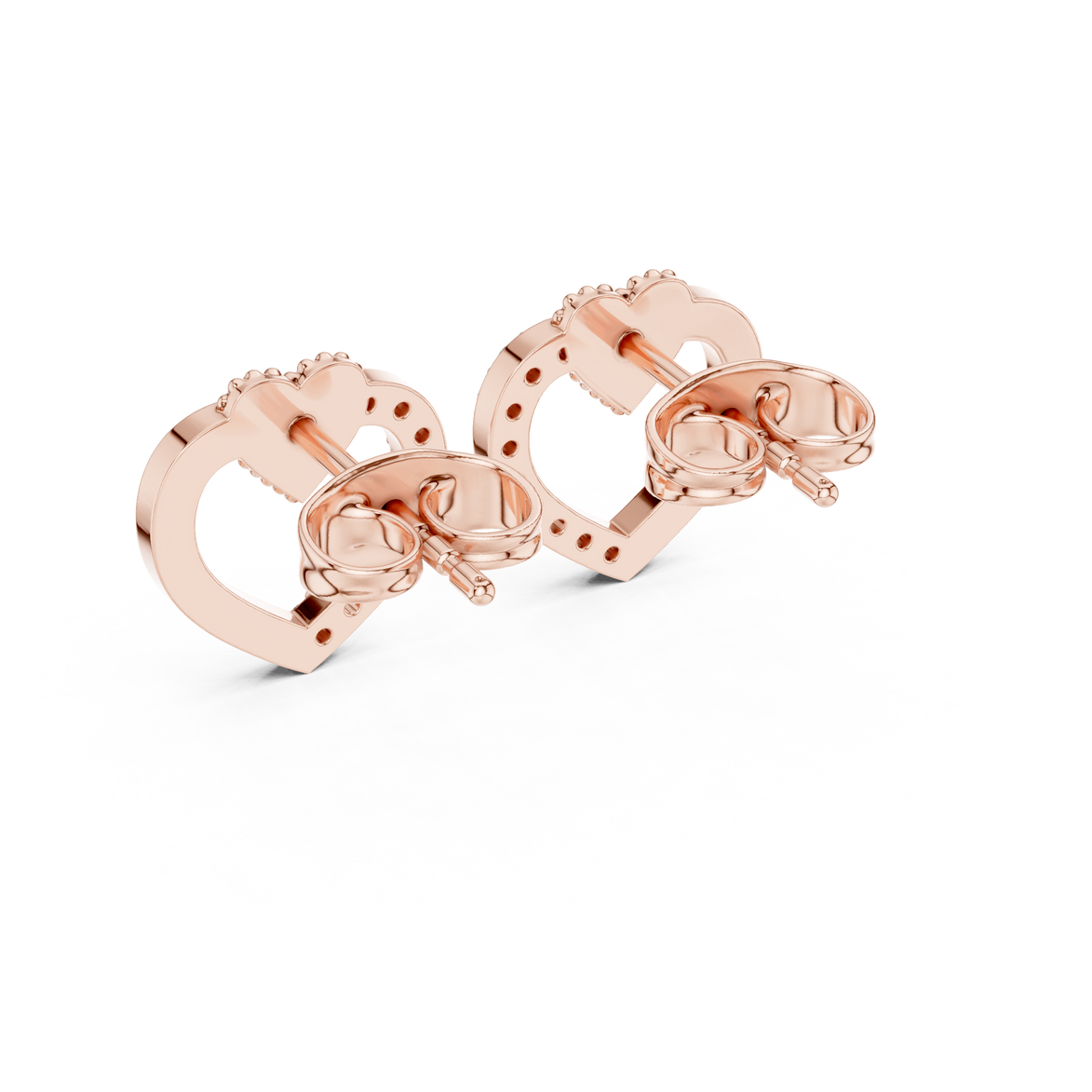 Diamond open heart stud earrings in gold by Signora Jewels