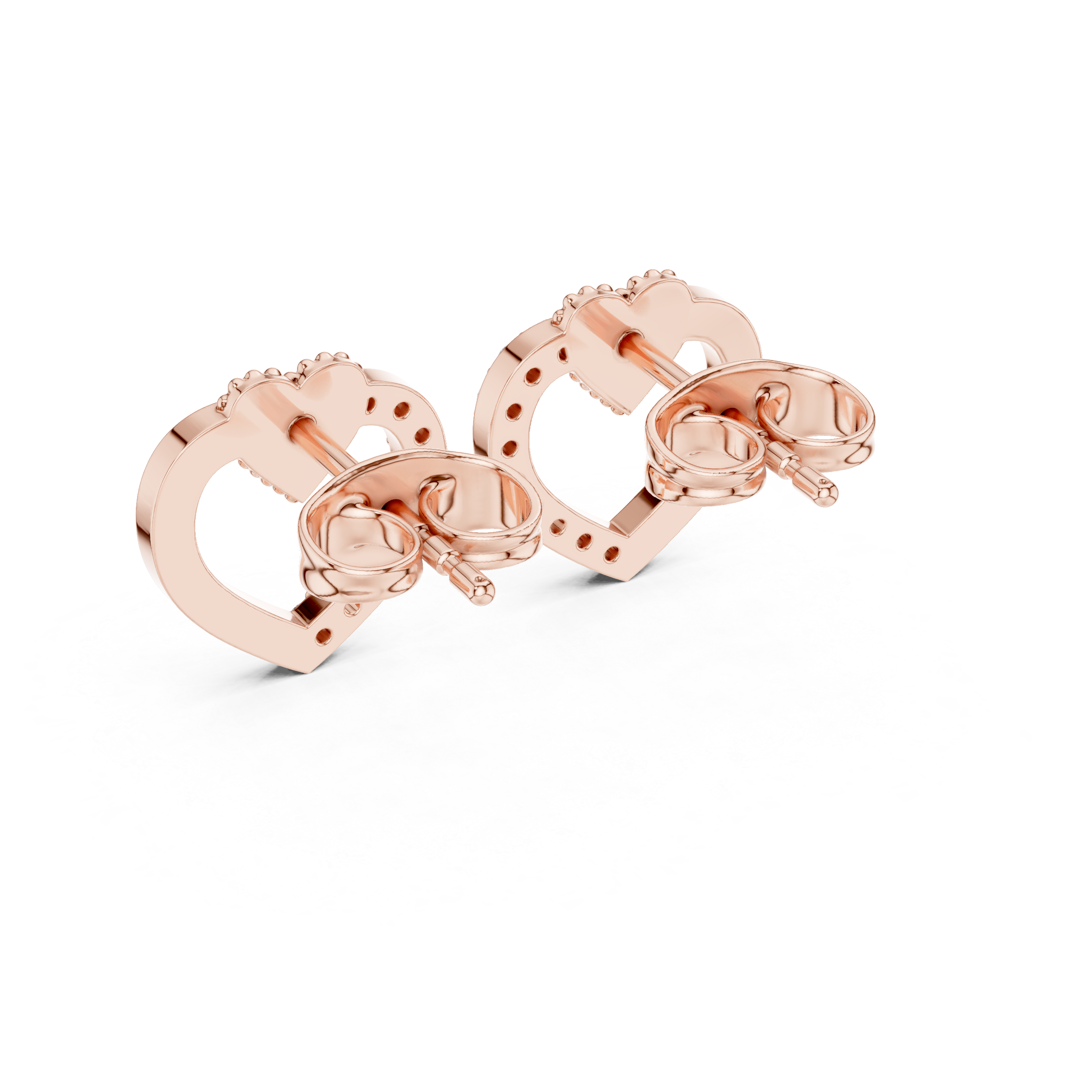 Diamond open heart stud earrings in gold by Signora Jewels