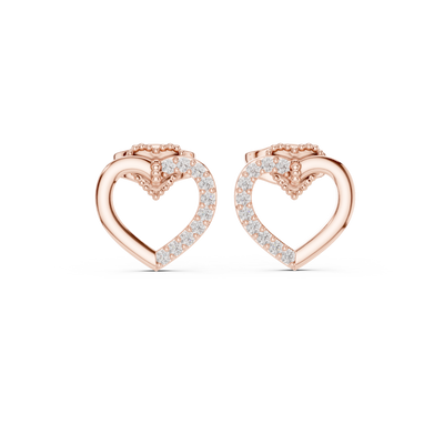Diamond open heart stud earrings in gold by Signora Jewels