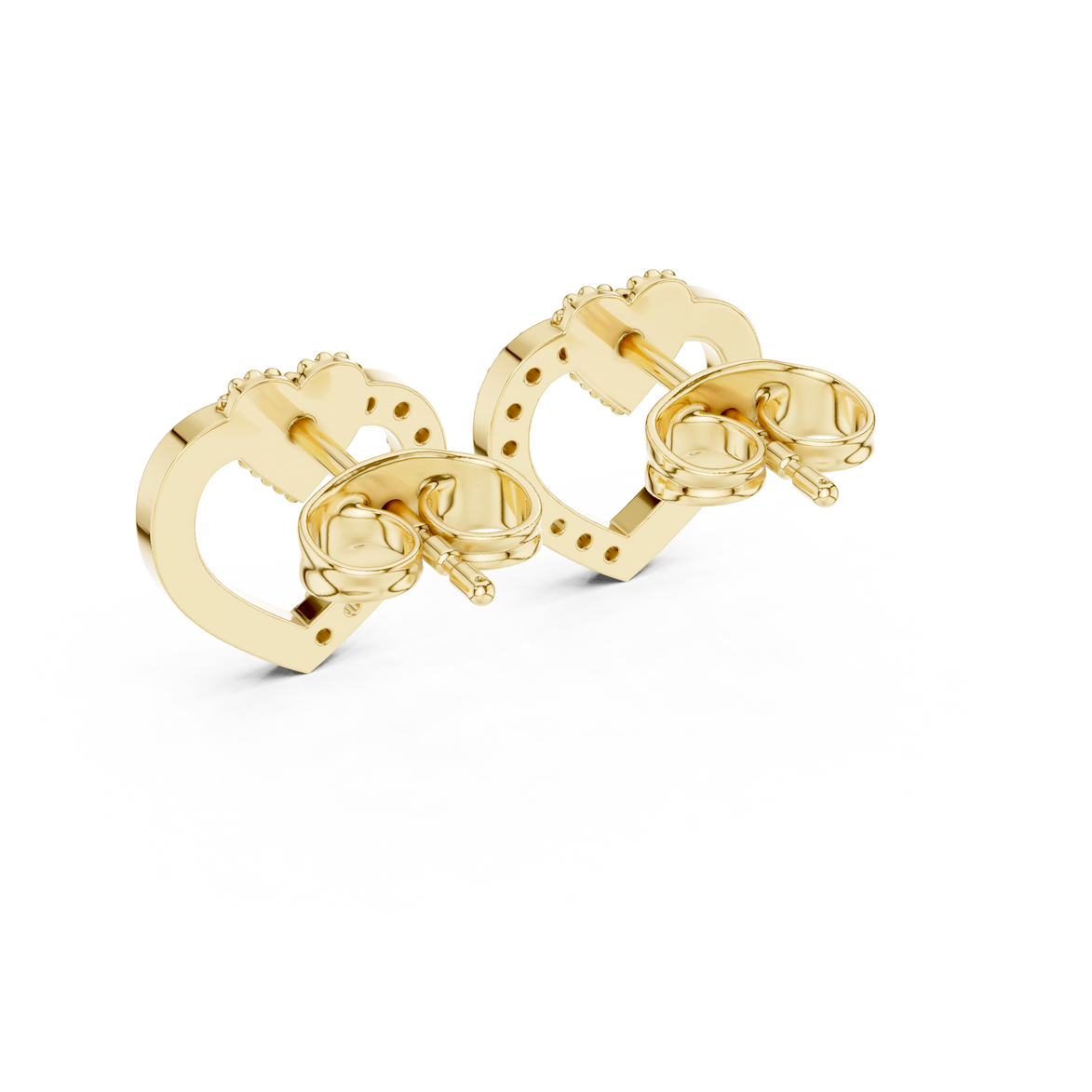 Diamond open heart stud earrings in gold by Signora Jewels