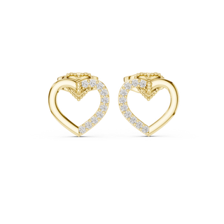 Front face of the yellow gold Sweetheart Sparkle stud earrings