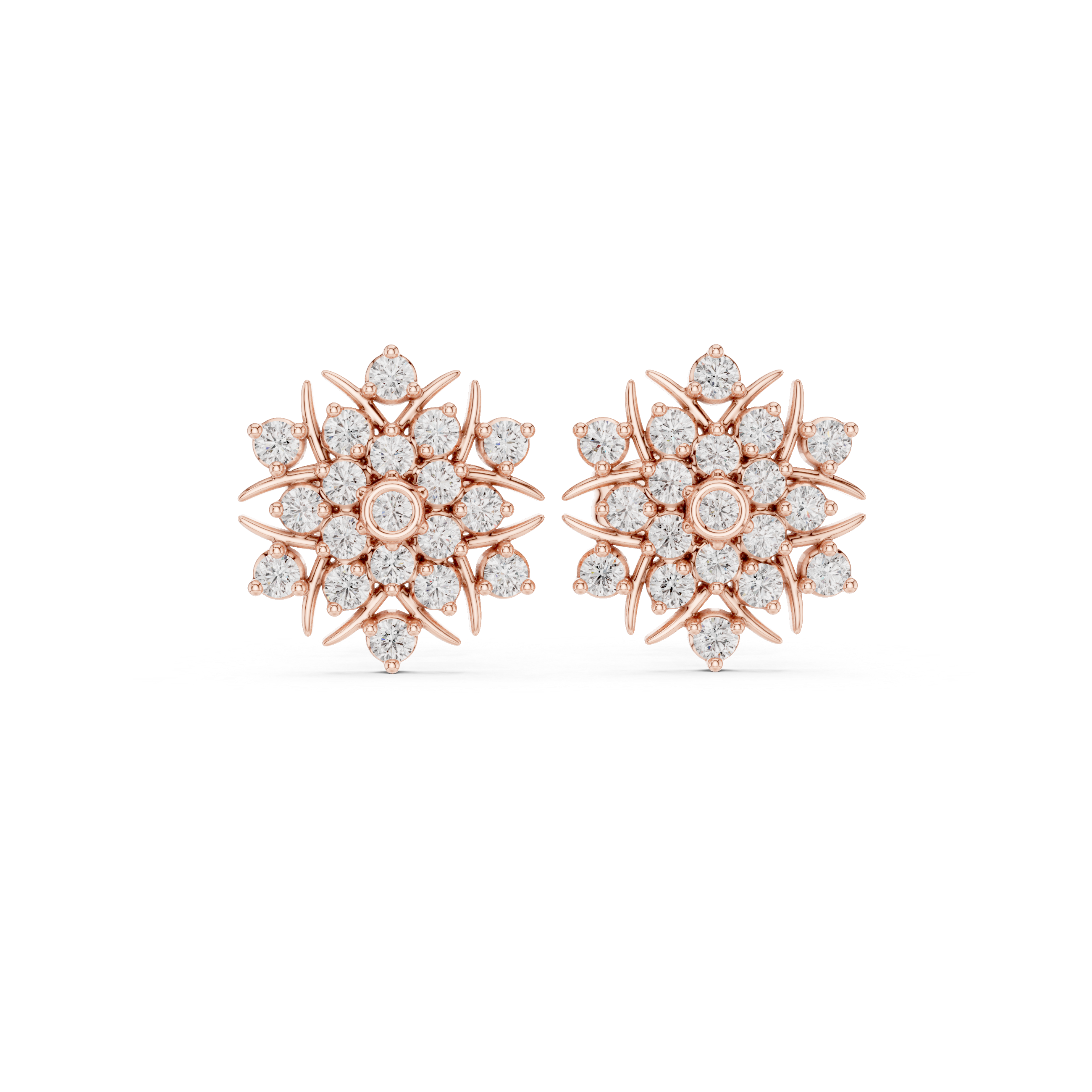 Diamond floral snowflake stud earrings in gold by Signora Jewels