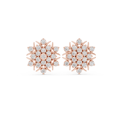 Diamond floral snowflake stud earrings in gold by Signora Jewels