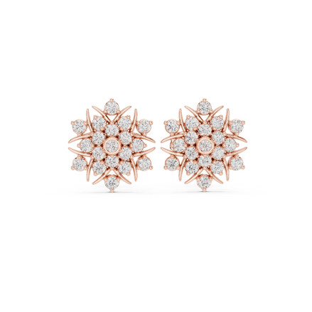 Front face of the rose gold Winter Star diamond stud earrings
