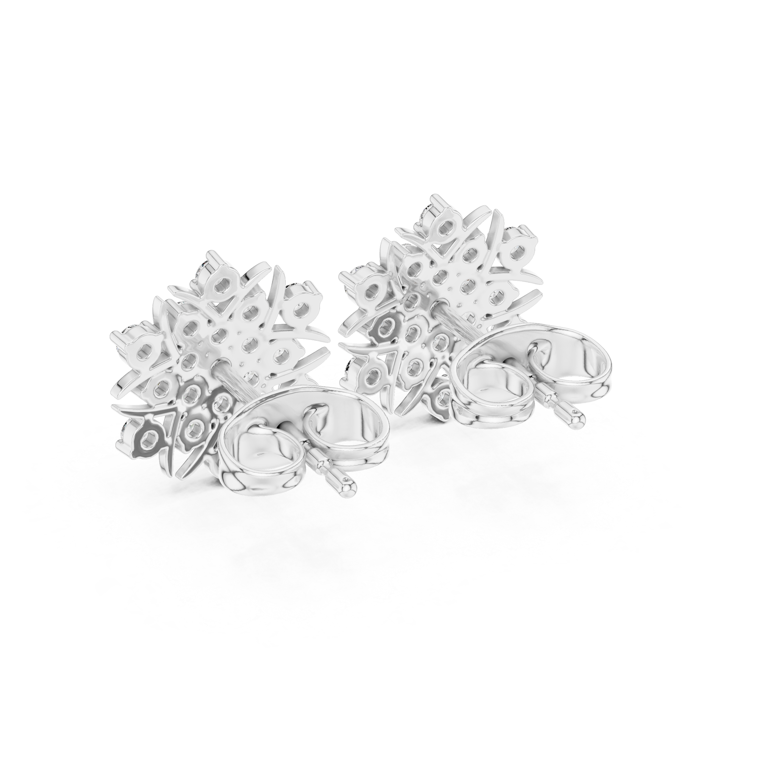 Diamond floral snowflake stud earrings in gold by Signora Jewels