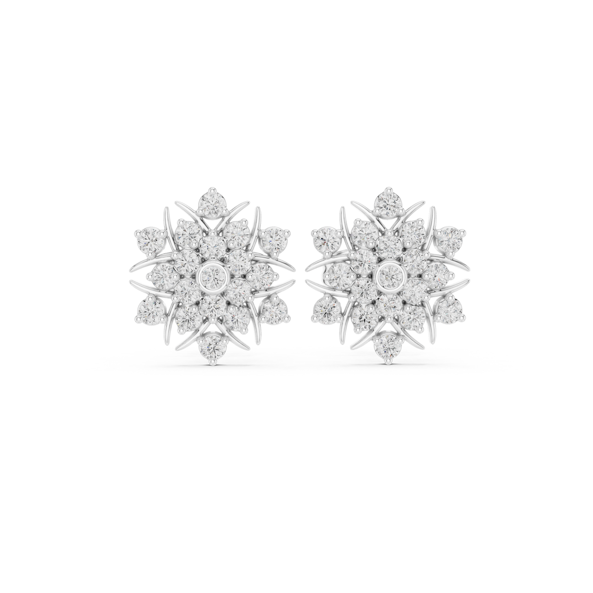 Diamond floral snowflake stud earrings in gold by Signora Jewels