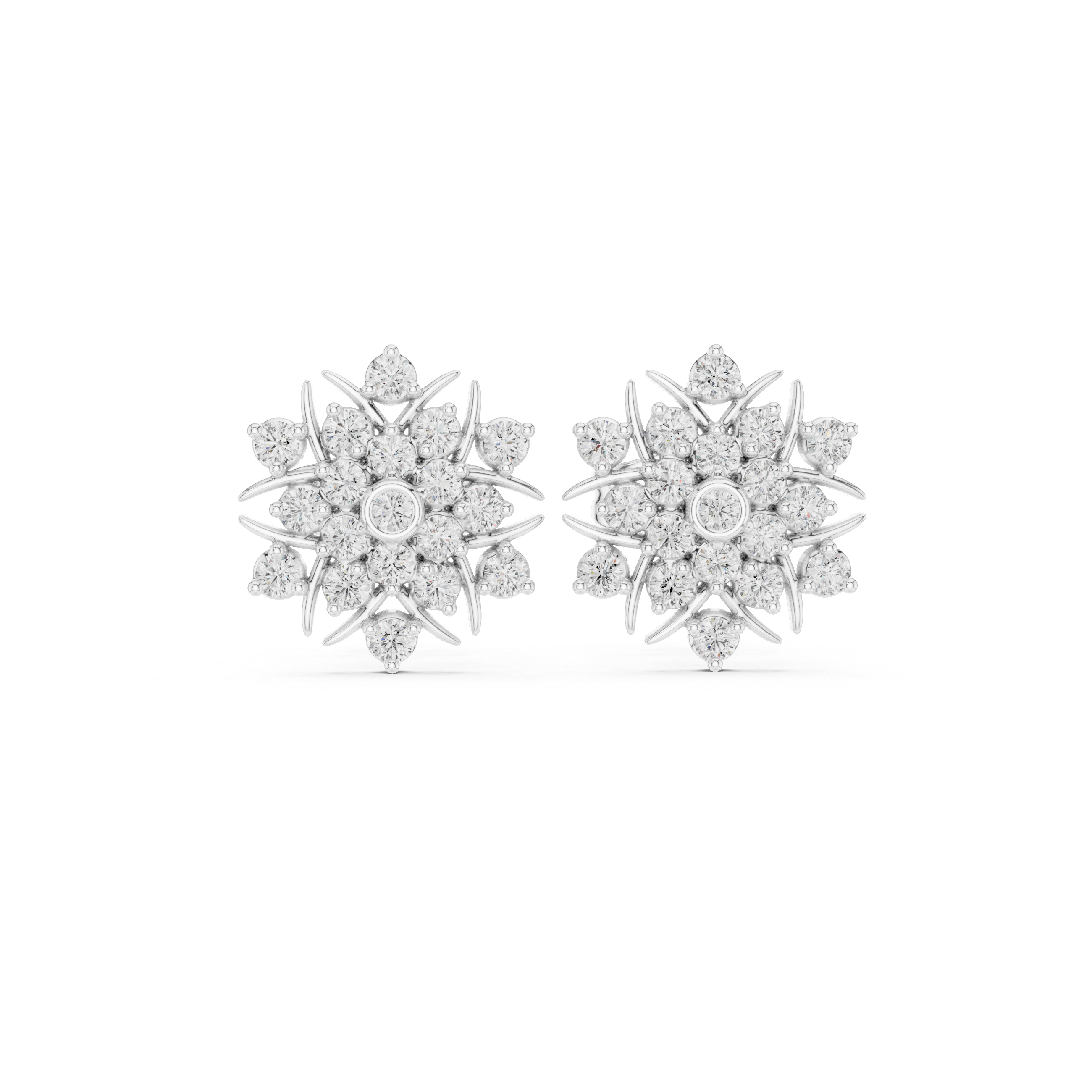 Diamond floral snowflake stud earrings in gold by Signora Jewels