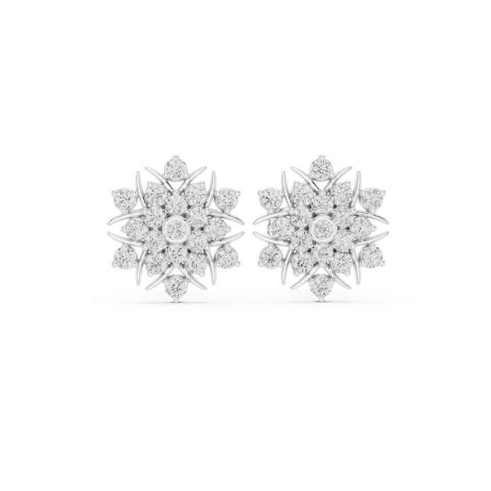 Diamond floral snowflake stud earrings in gold by Signora Jewels