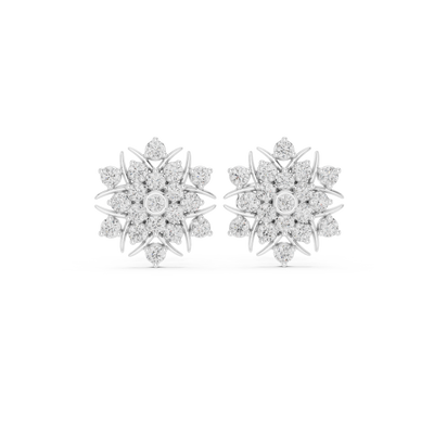 Diamond floral snowflake stud earrings in gold by Signora Jewels