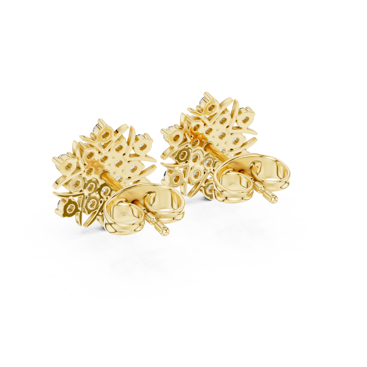 Diamond floral snowflake stud earrings in gold by Signora Jewels
