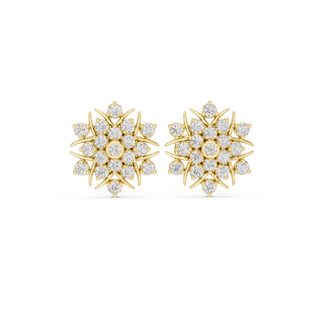 Front face of the yellow gold Winter Star stud earrings