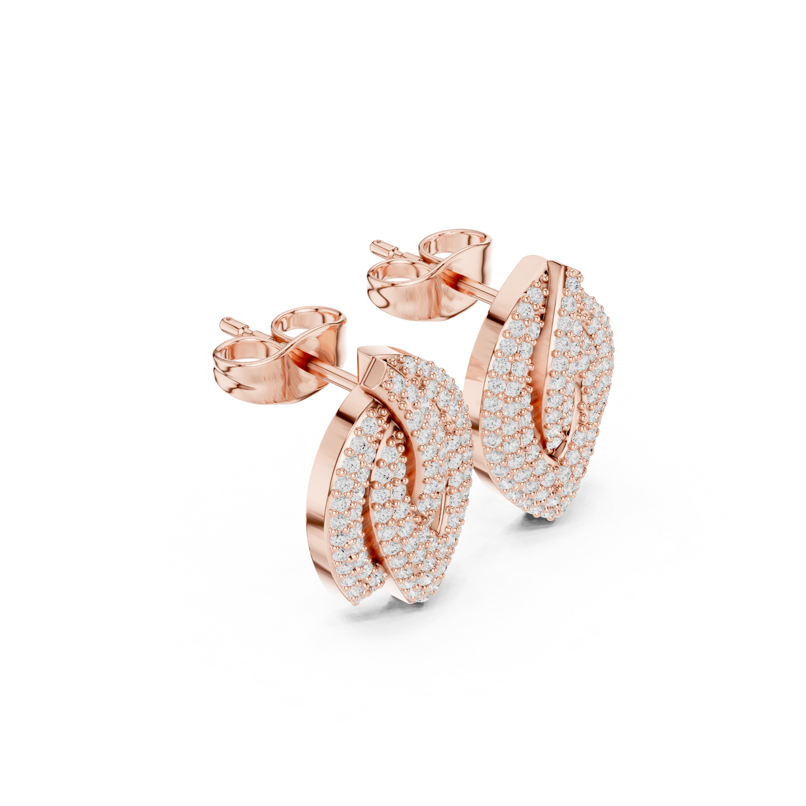 Diamond leaf cluster stud earrings in gold by Signora Jewels