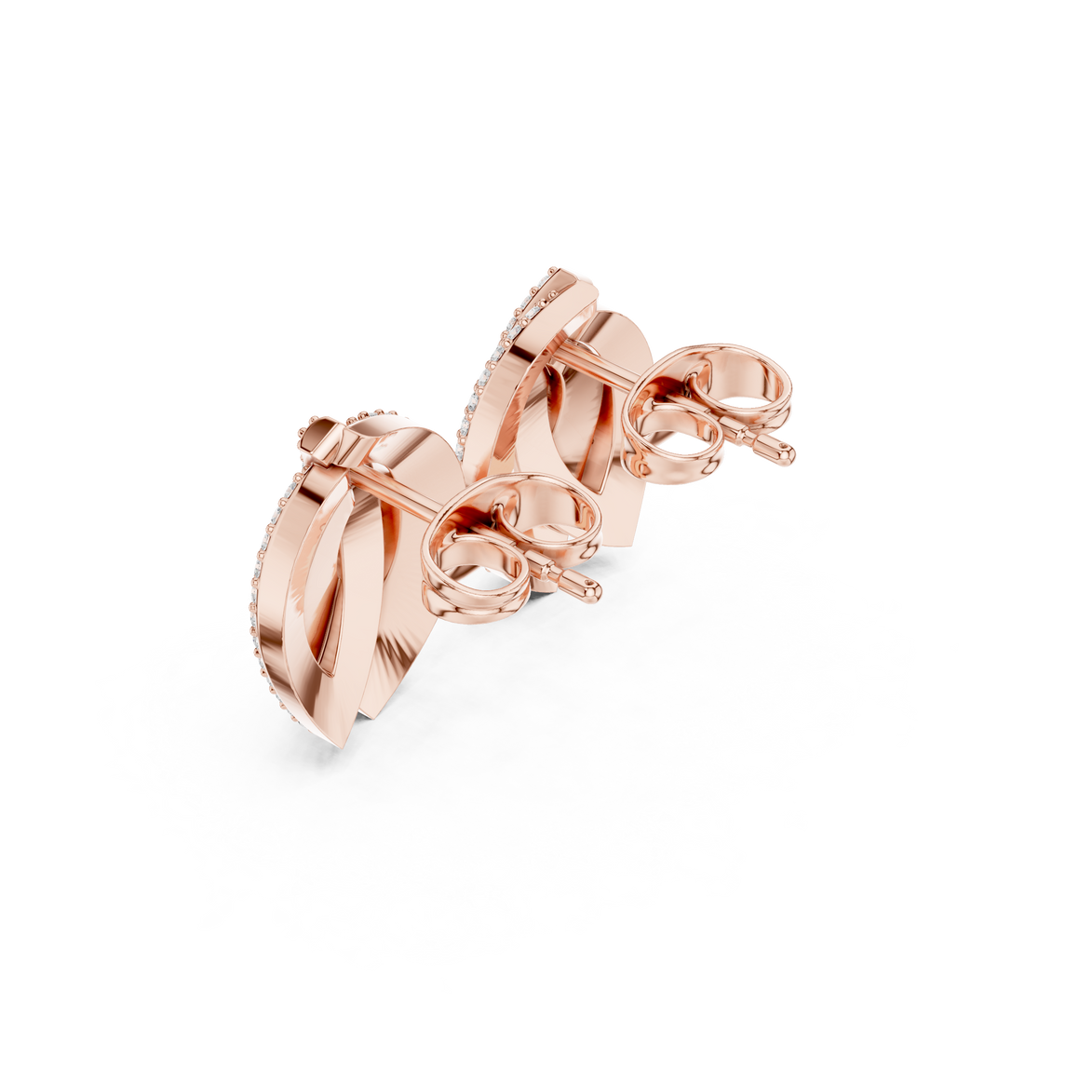 Diamond leaf cluster stud earrings in gold by Signora Jewels