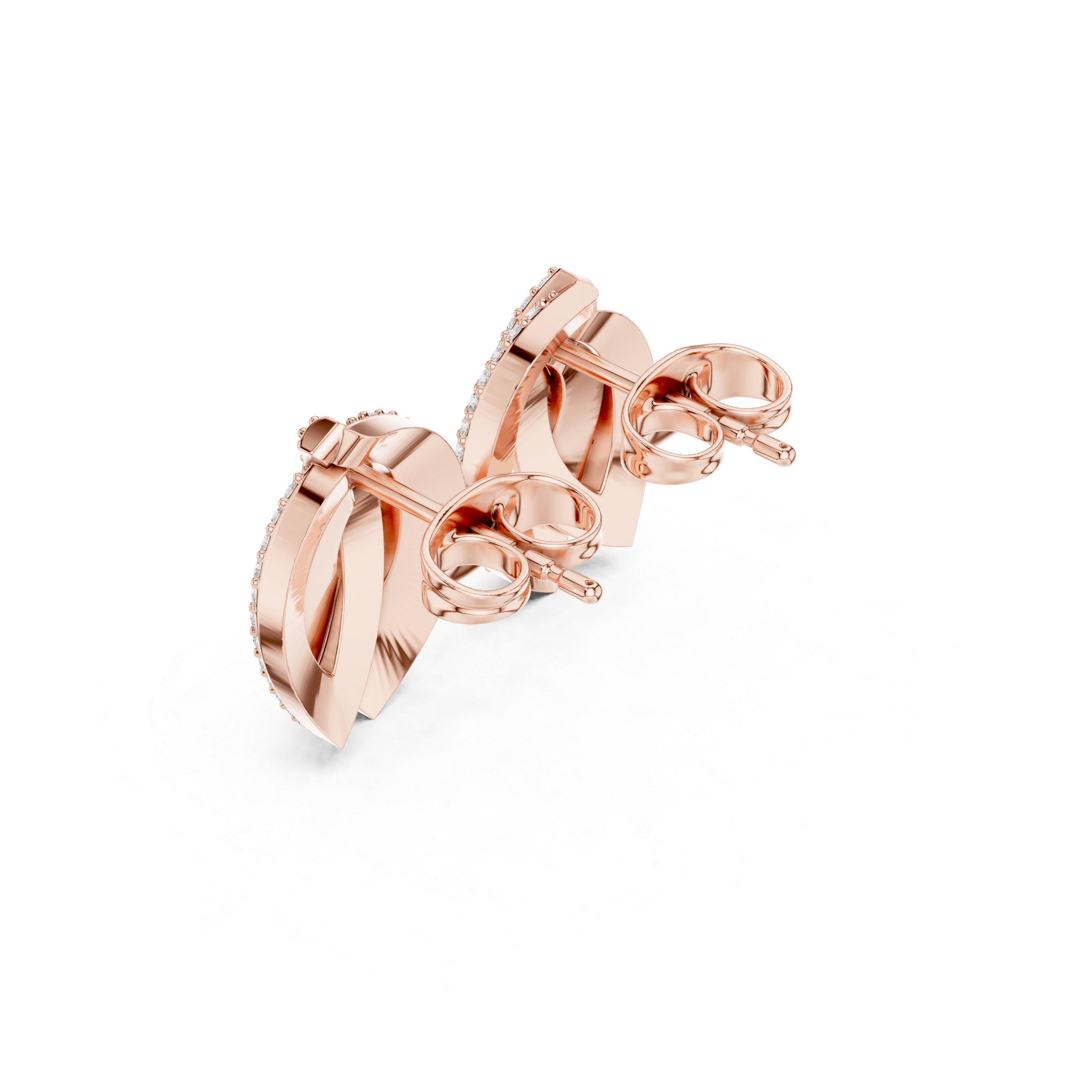 Diamond leaf cluster stud earrings in gold by Signora Jewels