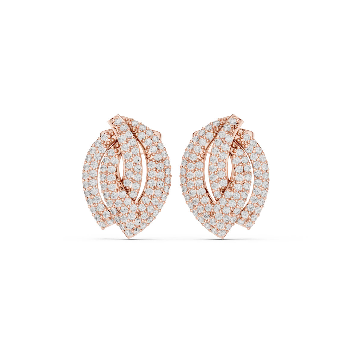 Diamond leaf cluster stud earrings in gold by Signora Jewels