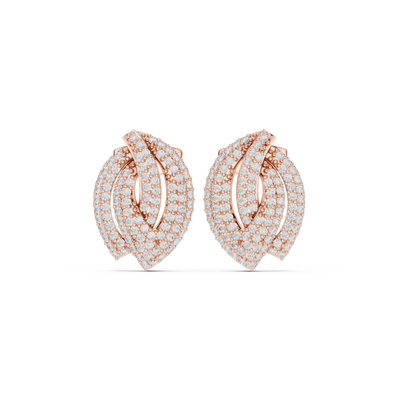 Diamond leaf cluster stud earrings in gold by Signora Jewels