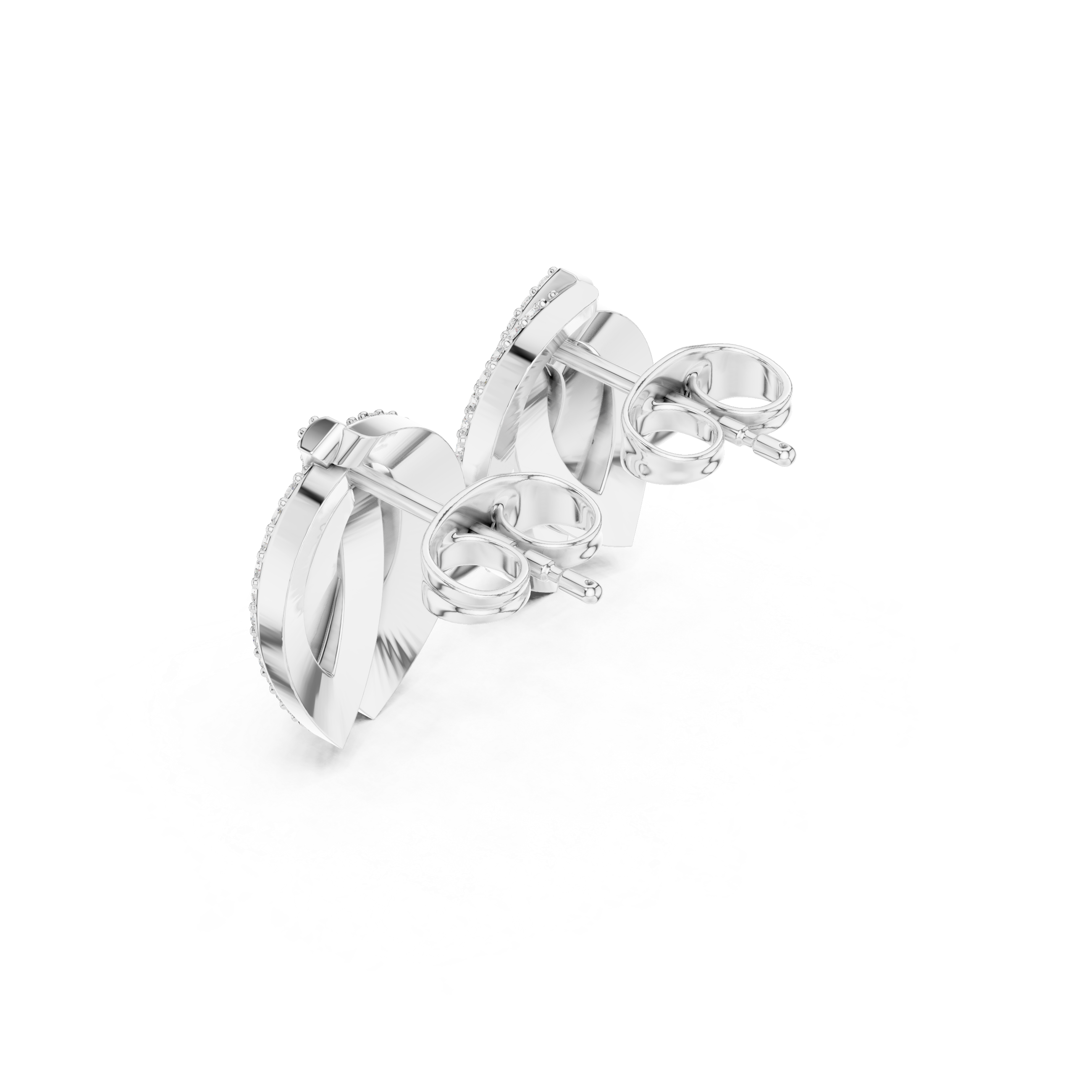 Diamond leaf cluster stud earrings in gold by Signora Jewels