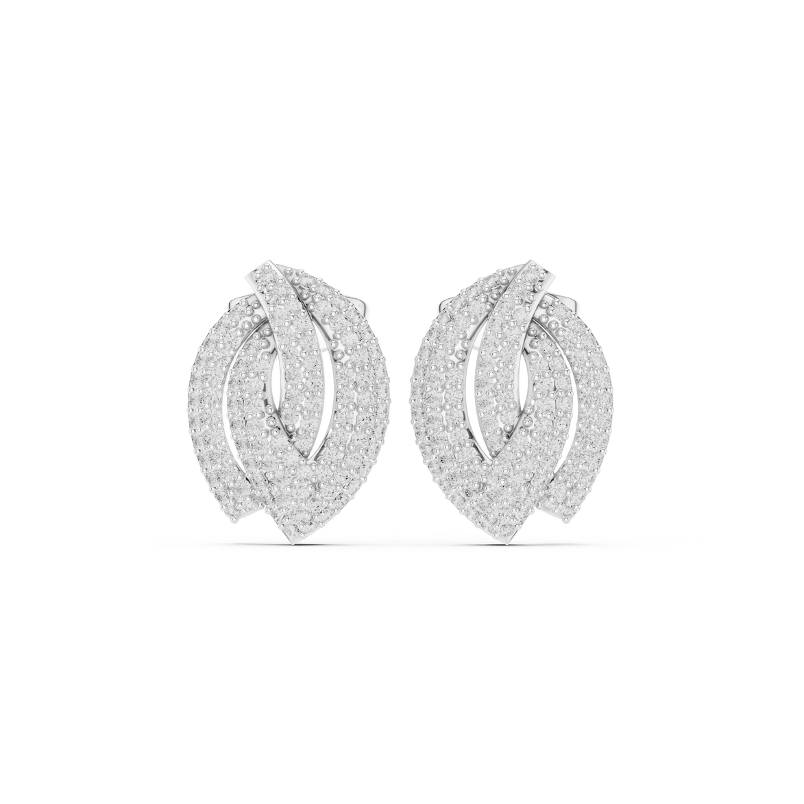Diamond leaf cluster stud earrings in gold by Signora Jewels