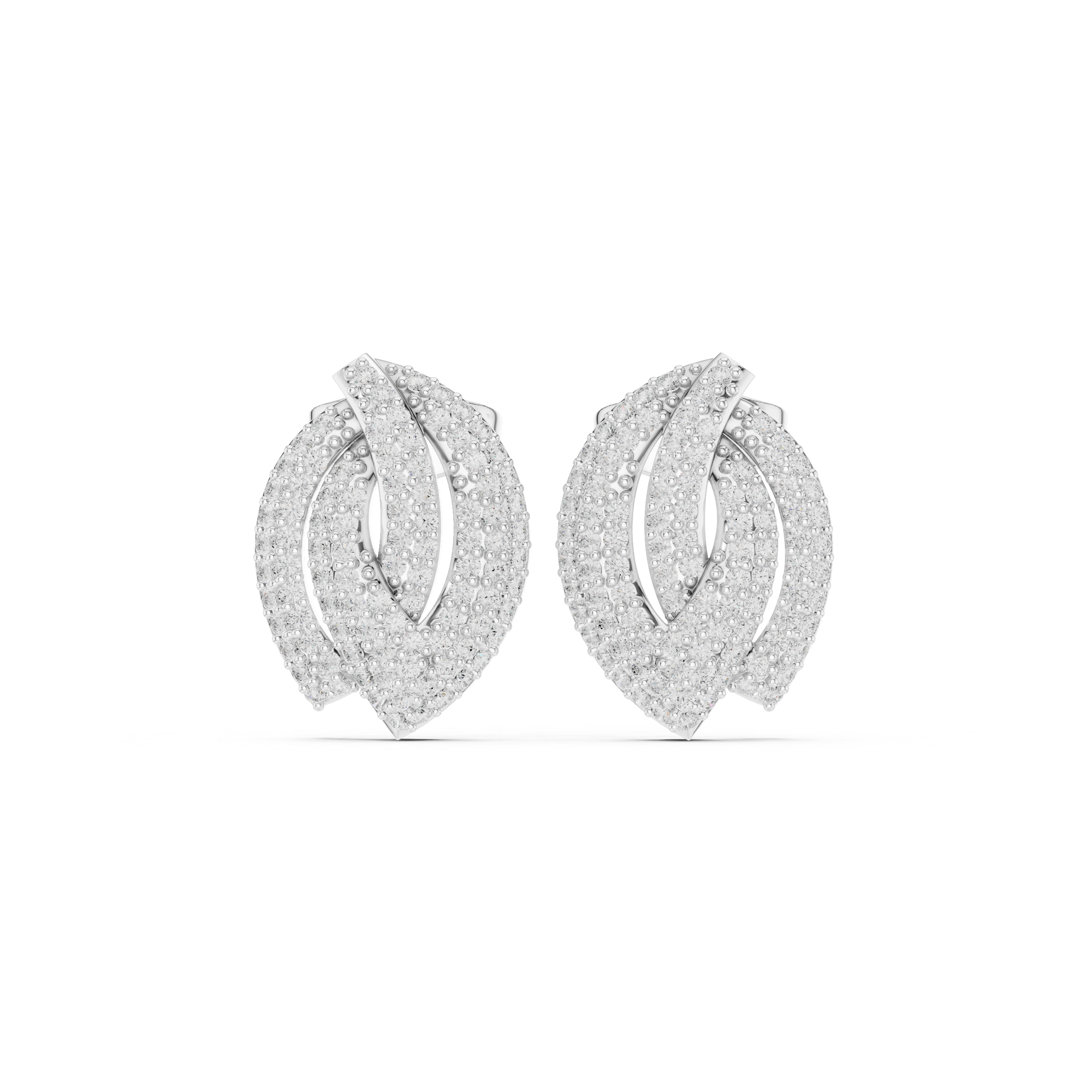 Diamond leaf cluster stud earrings in gold by Signora Jewels