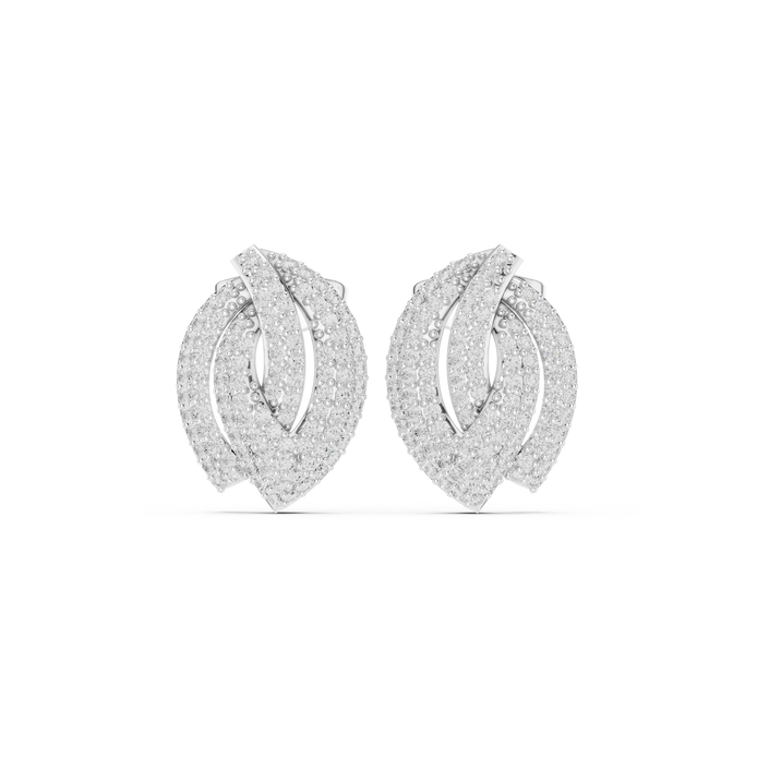 Diamond leaf cluster stud earrings in gold by Signora Jewels