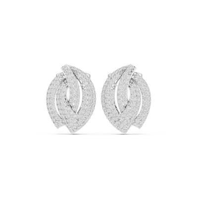 Diamond leaf cluster stud earrings in gold by Signora Jewels