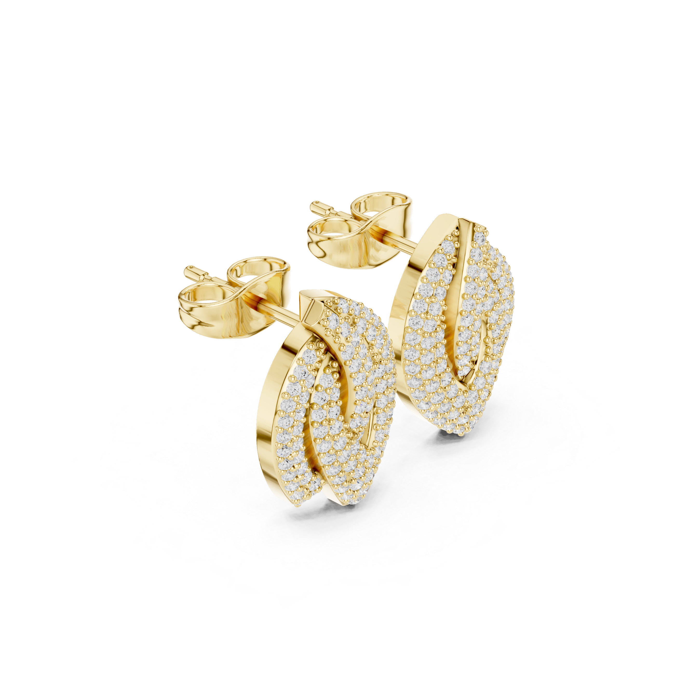 Diamond leaf cluster stud earrings in gold by Signora Jewels