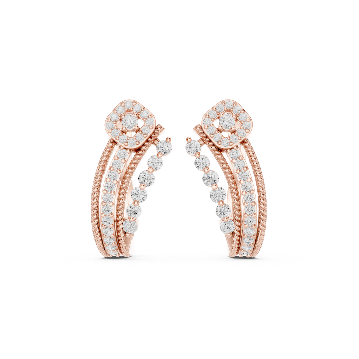 Diamond crossover hoop earrings in gold by Signora Jewels