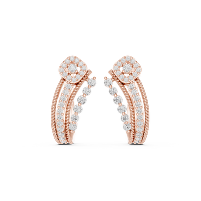 Diamond crossover hoop earrings in gold by Signora Jewels