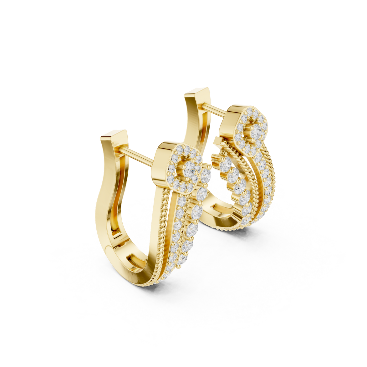 Diamond crossover hoop earrings in gold by Signora Jewels
