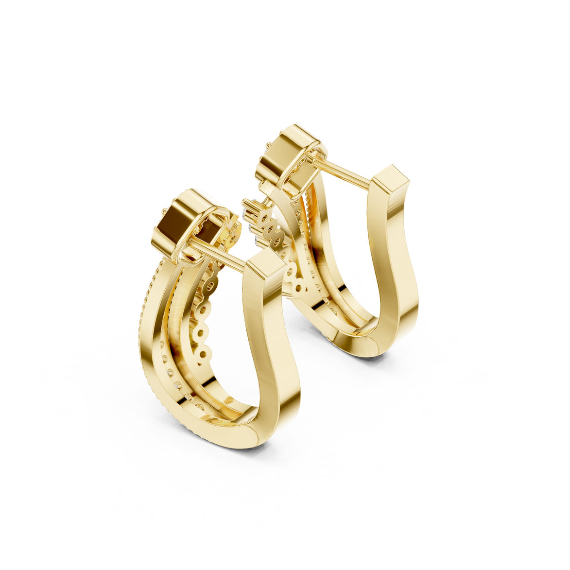 Diamond crossover hoop earrings in gold by Signora Jewels