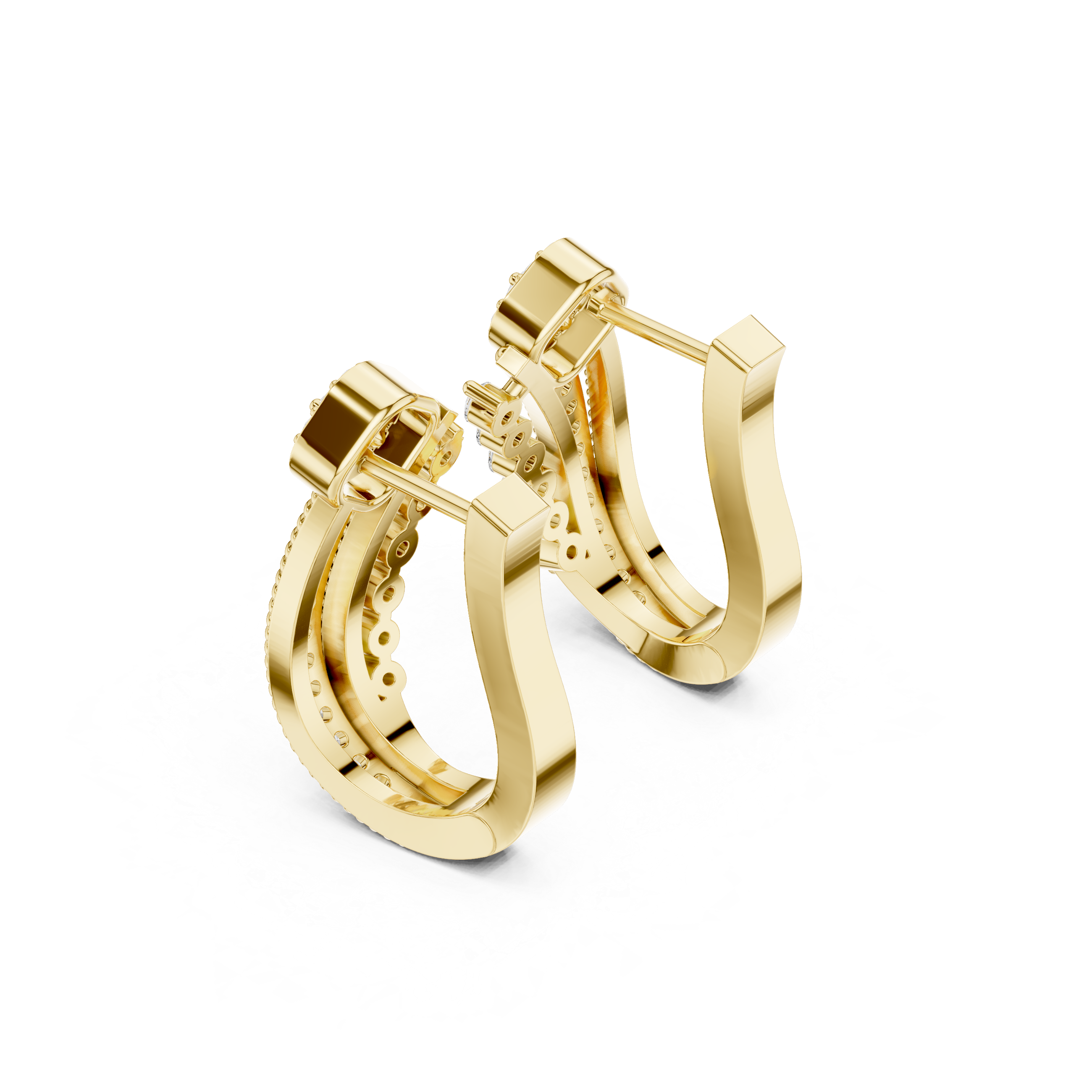 Diamond crossover hoop earrings in gold by Signora Jewels