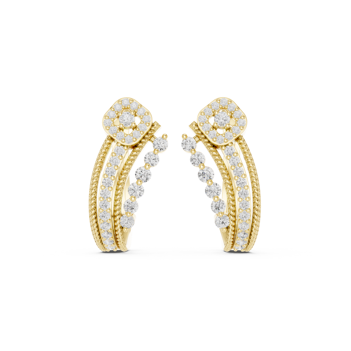 Diamond crossover hoop earrings in gold by Signora Jewels