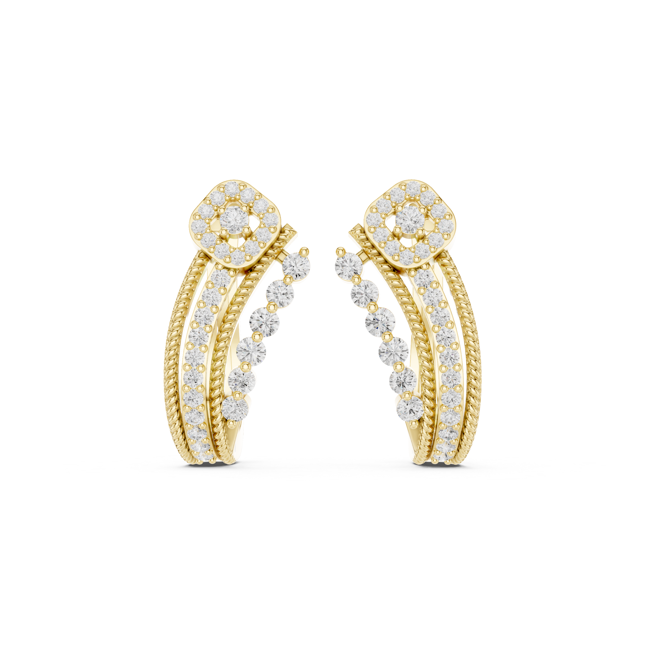 Diamond crossover hoop earrings in gold by Signora Jewels