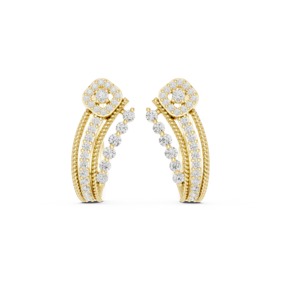 Front face of the yellow gold Celestial Cascade drop earrings