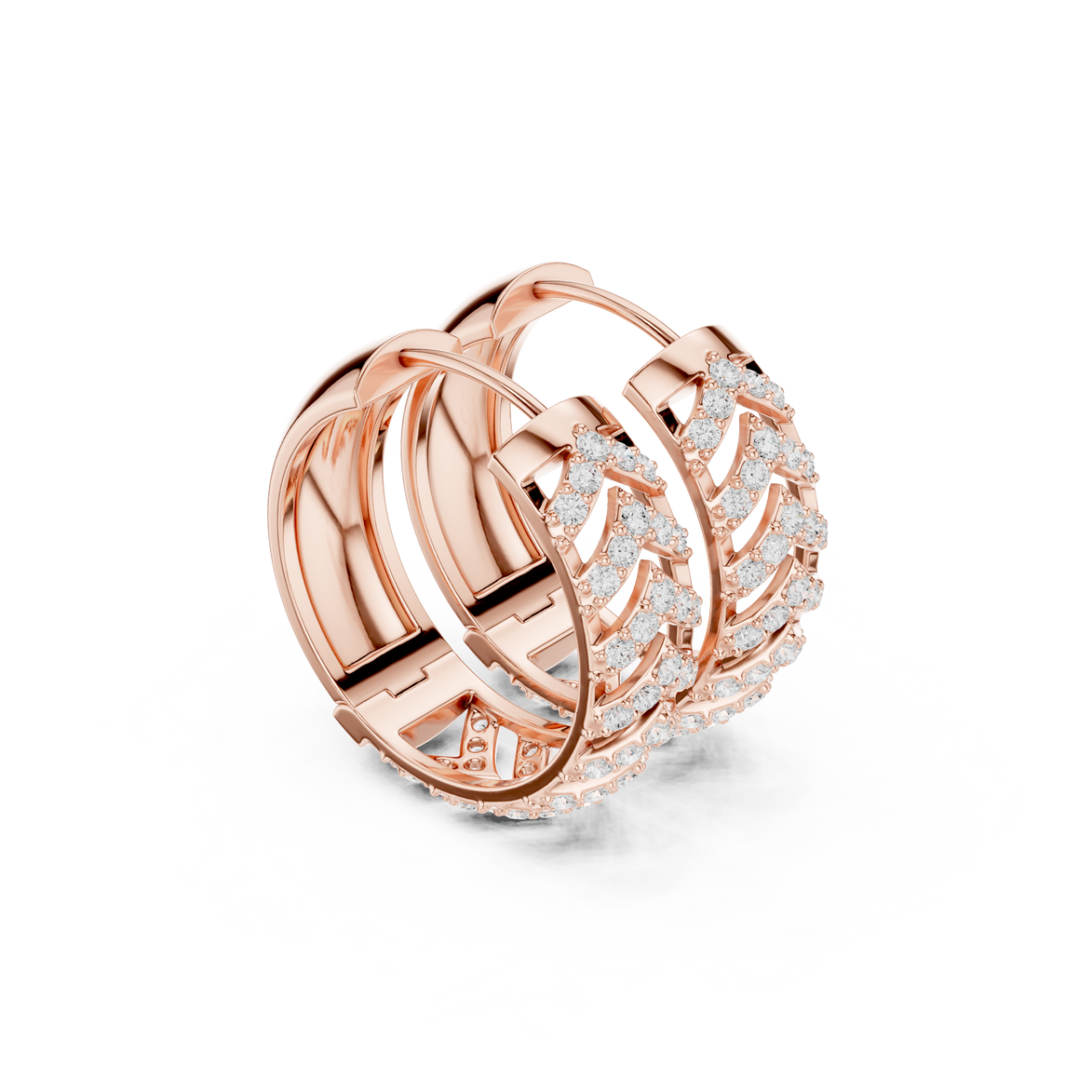 Diamond chevron hoop earrings in gold by Signora Jewels