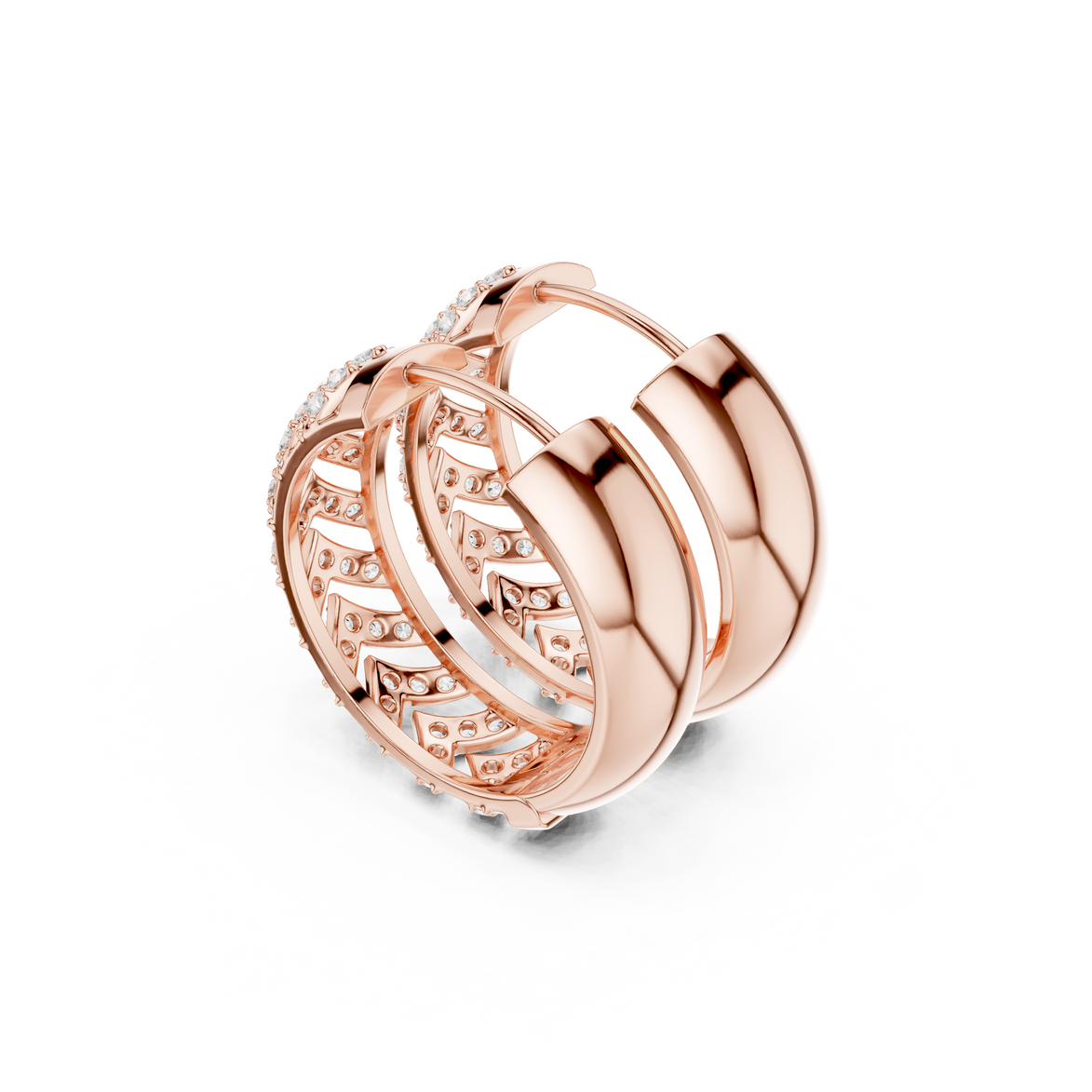 Diamond chevron hoop earrings in gold by Signora Jewels