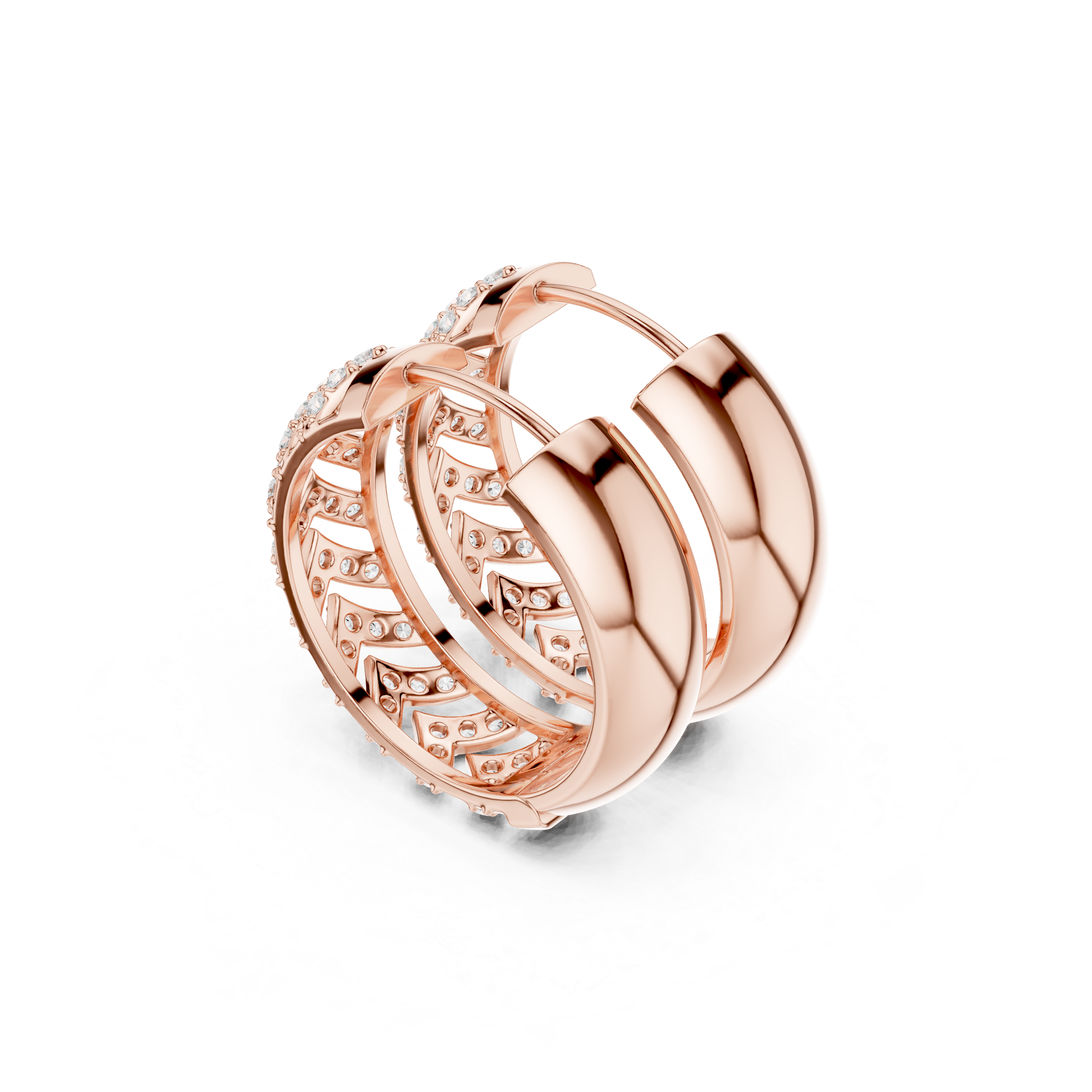 Diamond chevron hoop earrings in gold by Signora Jewels