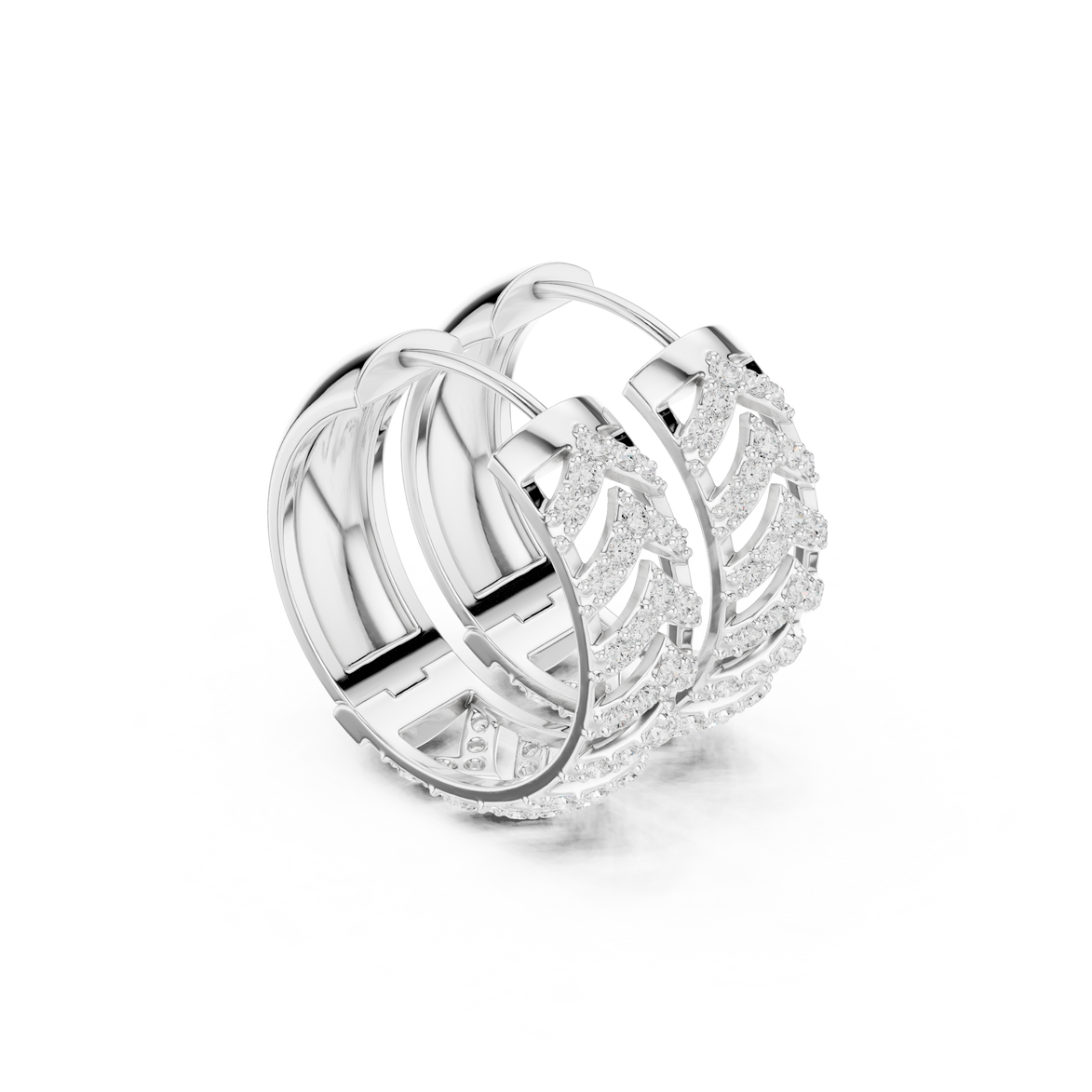 Diamond chevron hoop earrings in gold by Signora Jewels
