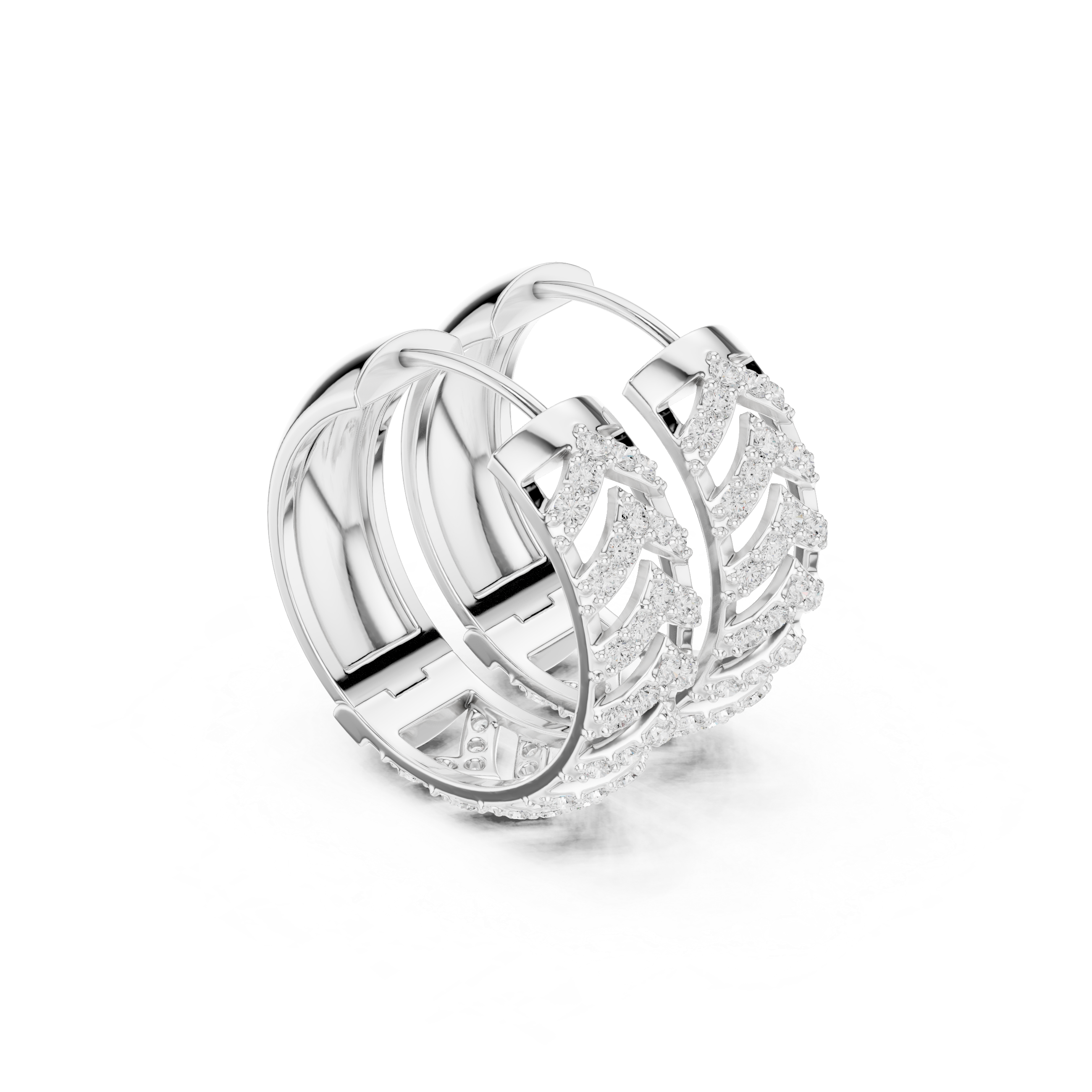 Diamond chevron hoop earrings in gold by Signora Jewels