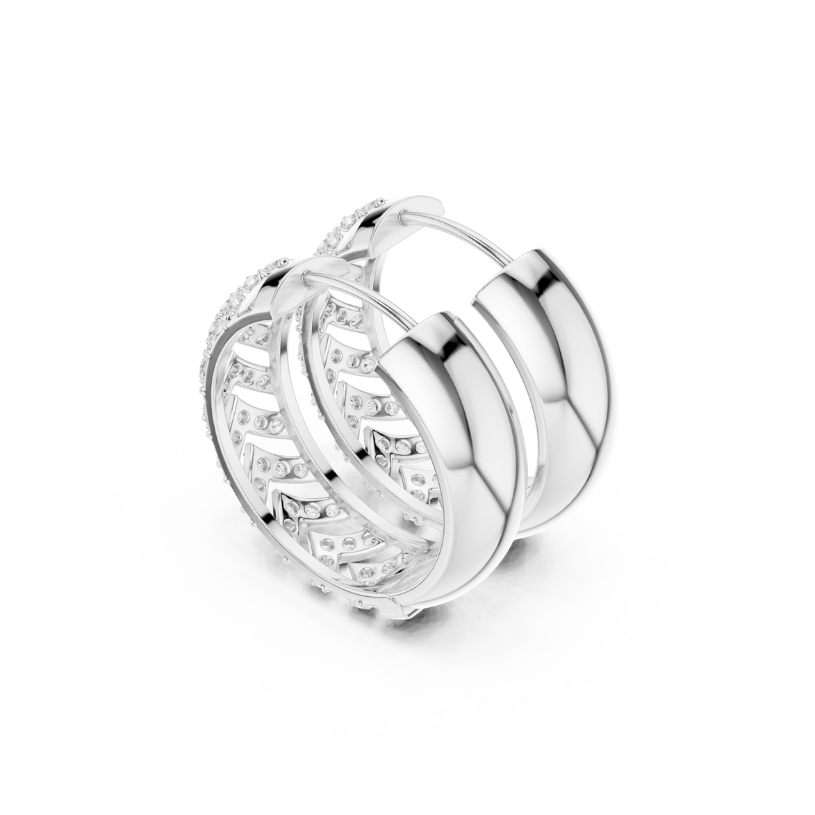 Diamond chevron hoop earrings in gold by Signora Jewels